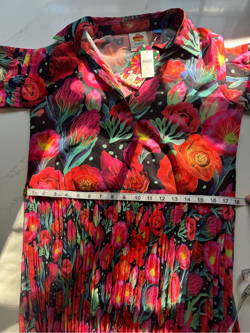 NWT Farm Rio x Anthropologie Pleated Drop-Waist Maxi Dress - Size S - Picture 13 of 16